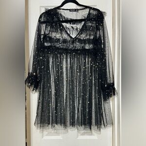 Nasty Gal Black Starry Mesh Dress